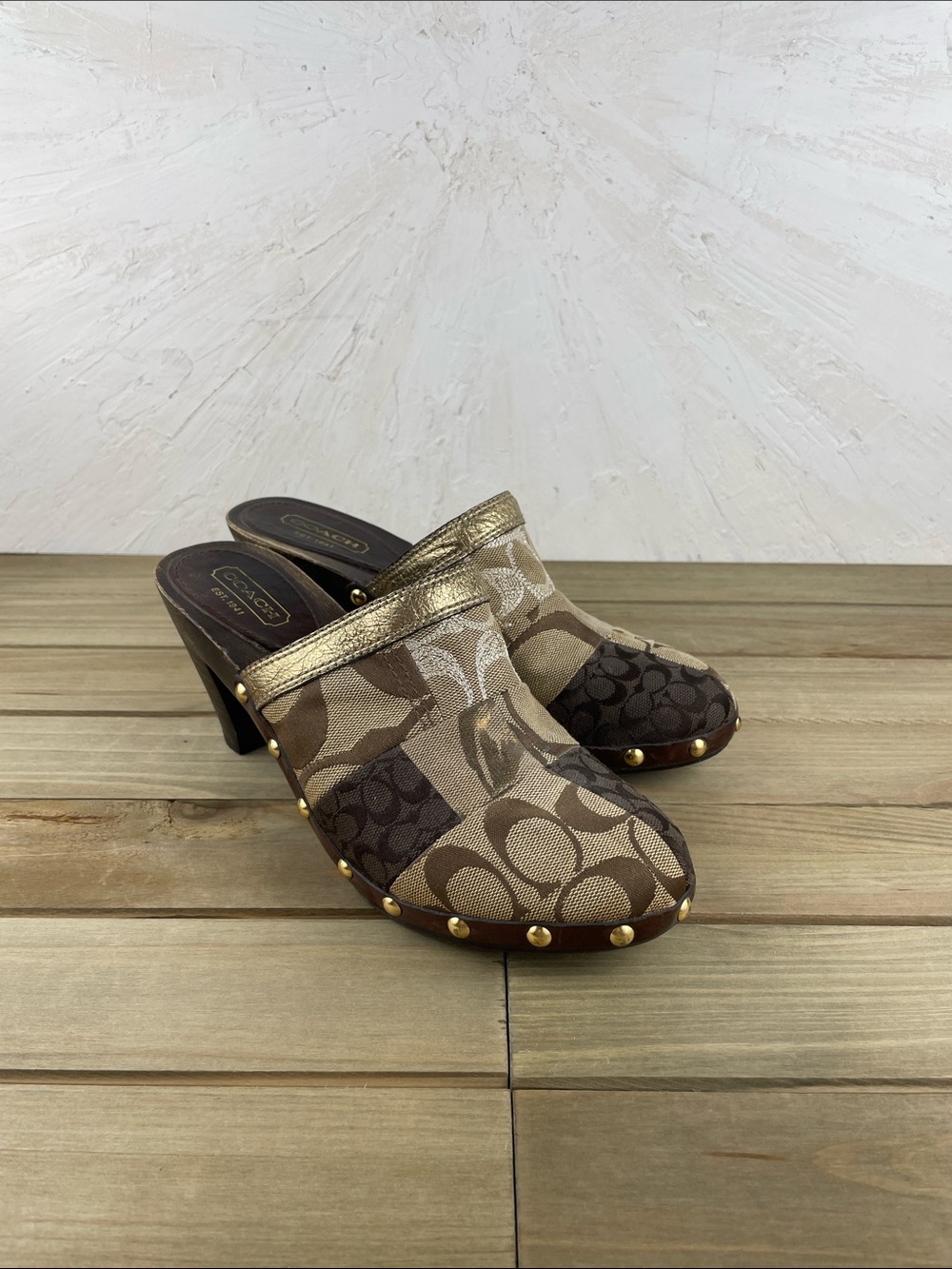 Coach Caterina Signature Patchwork Clogs